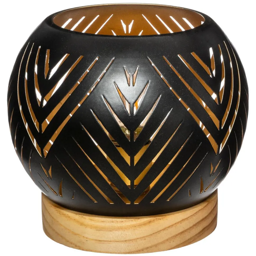 maxibazar Photophore Boule Led Base Bois