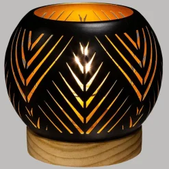 maxibazar Photophore Boule Led Base Bois