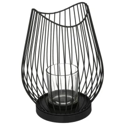 Atmosphera Photophore Metal Filaire Noir H.23Cm