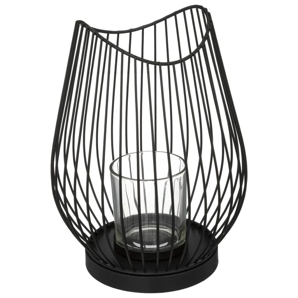 Atmosphera Photophore Metal Filaire Noir H.23Cm