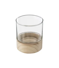 Atmosphera Photophore Verre Et Bois D.10X11.5Cm