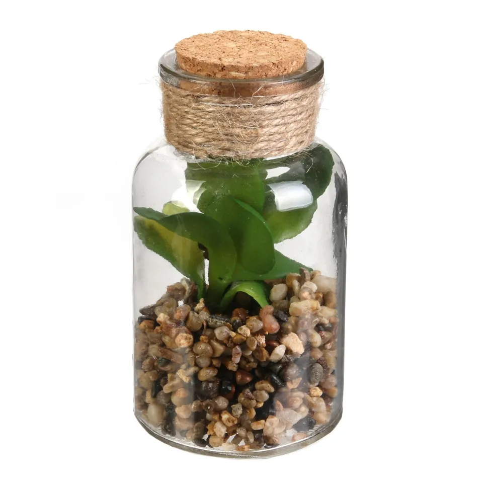 maxibazar Plante Artificielle Fiole Verre 13Cm