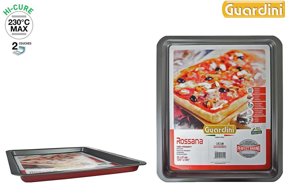 Plaque Pizza 32X37Cm Acier Anti Adherent Rouge Rossana
