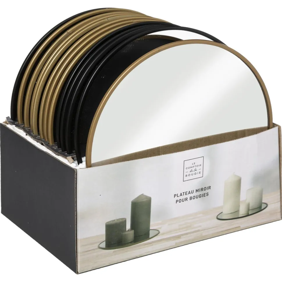 maxibazar Plateau Bougie Verre Miroir D.20Cm