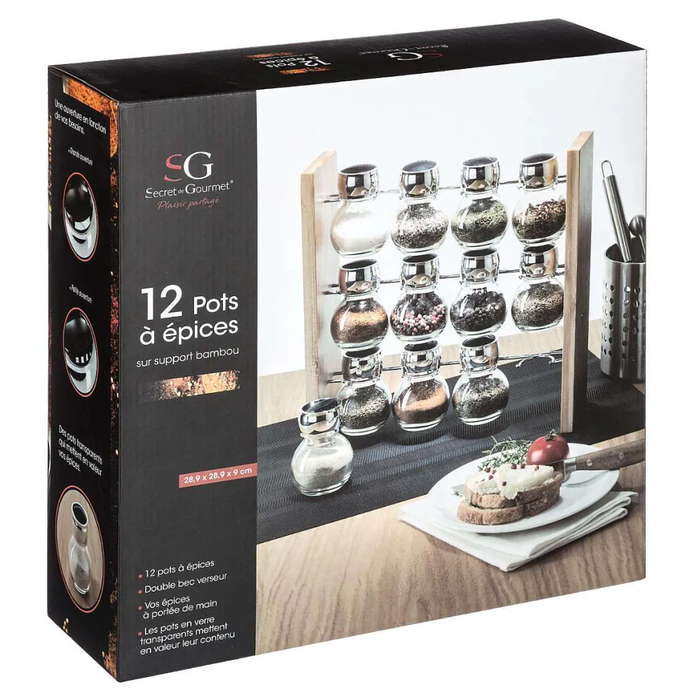 Pot Epicesx12 Support Bambou