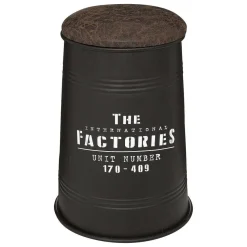 Pouf Bidon Metal Joao Noir