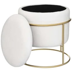 Pouf Coffre Velours Eliane Ivoire