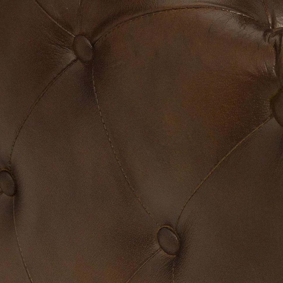 Pouf Cuir Chester Marron