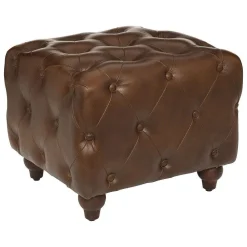 Pouf Cuir Chester Marron