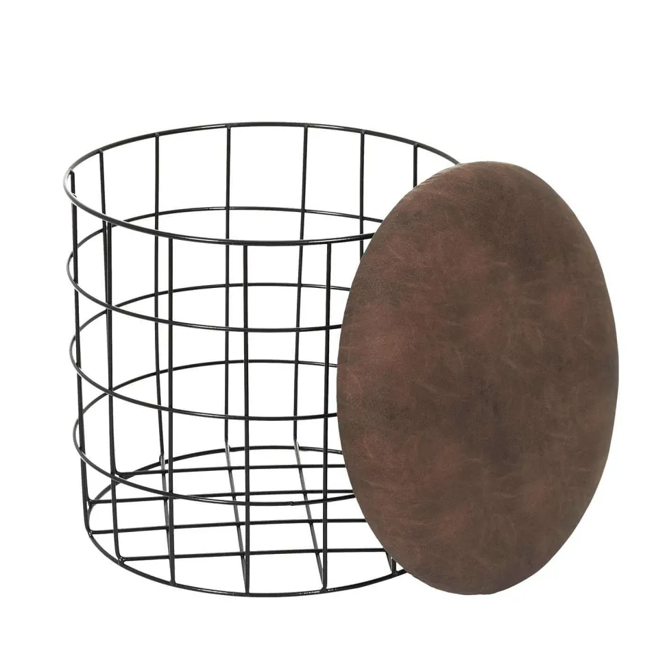 Pouf Gigogne Pu Marron Gm