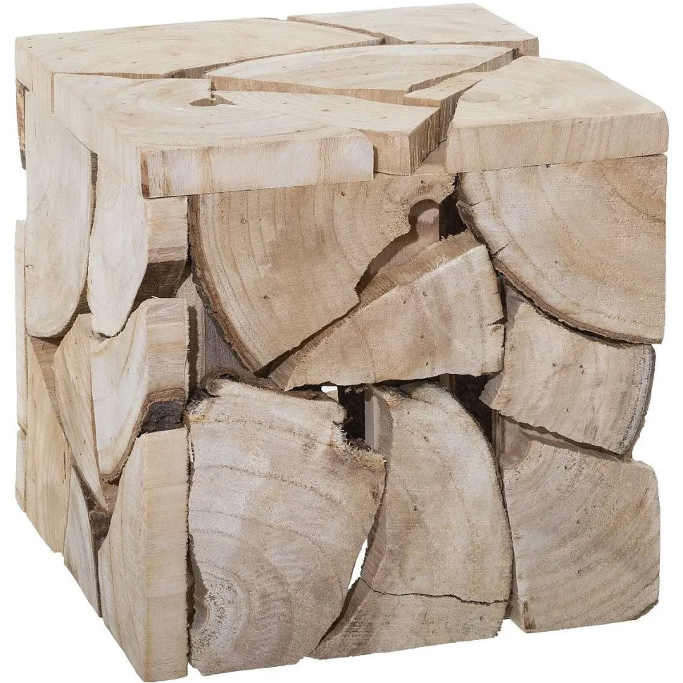 Pouf Tabouret Carre Bois D.30Cm