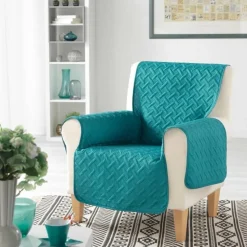 maxibazar Protege Fauteuil Matelasse 165X179Cm Unie Lounge Petrole