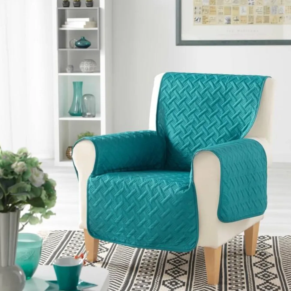 maxibazar Protege Fauteuil Matelasse 165X179Cm Unie Lounge Petrole