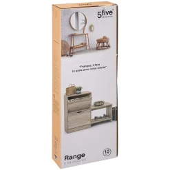 Range Chaussures Banc Bois 2 Tiroirs Naturel