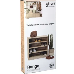 Range Chaussures Bois 12 Paires Gris