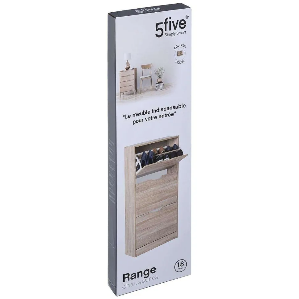 Range Chaussures Bois 3 Tiroirs Naturel