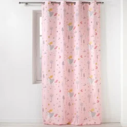 maxibazar Rideau A Oeillets 140X260Cm Polyester Imp Fee Des Bois Rose