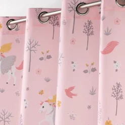 maxibazar Rideau A Oeillets 140X260Cm Polyester Imp Fee Des Bois Rose
