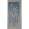 Rideau De Porte Bambou Imprime Cote Mer 90X200Cm Bleu