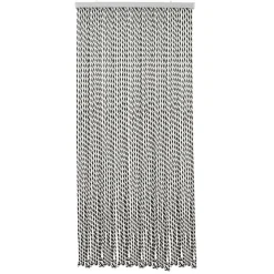 Rideau De Porte Corde Tressee 90X200Cm Vert Noir Ecru