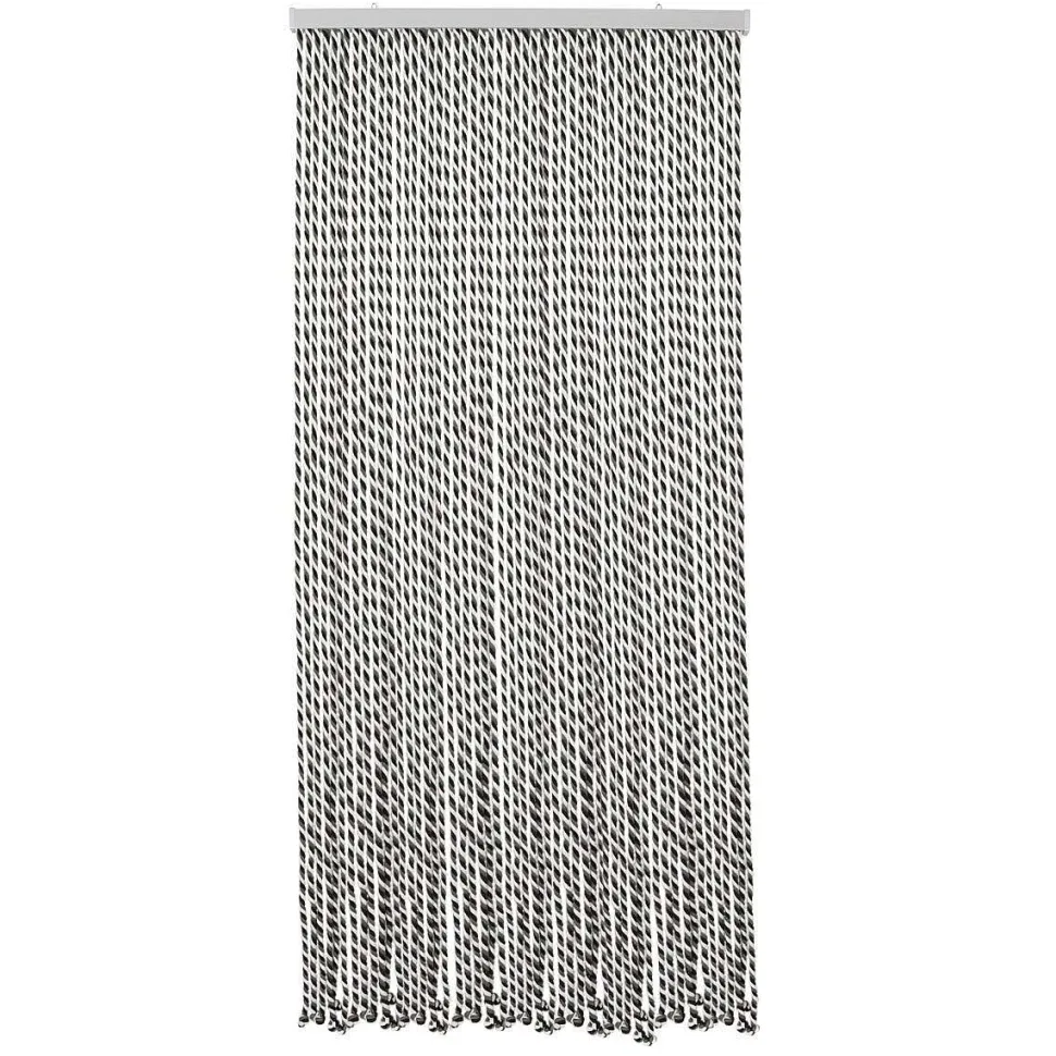 Rideau De Porte Corde Tressee 90X200Cm Vert Noir Ecru