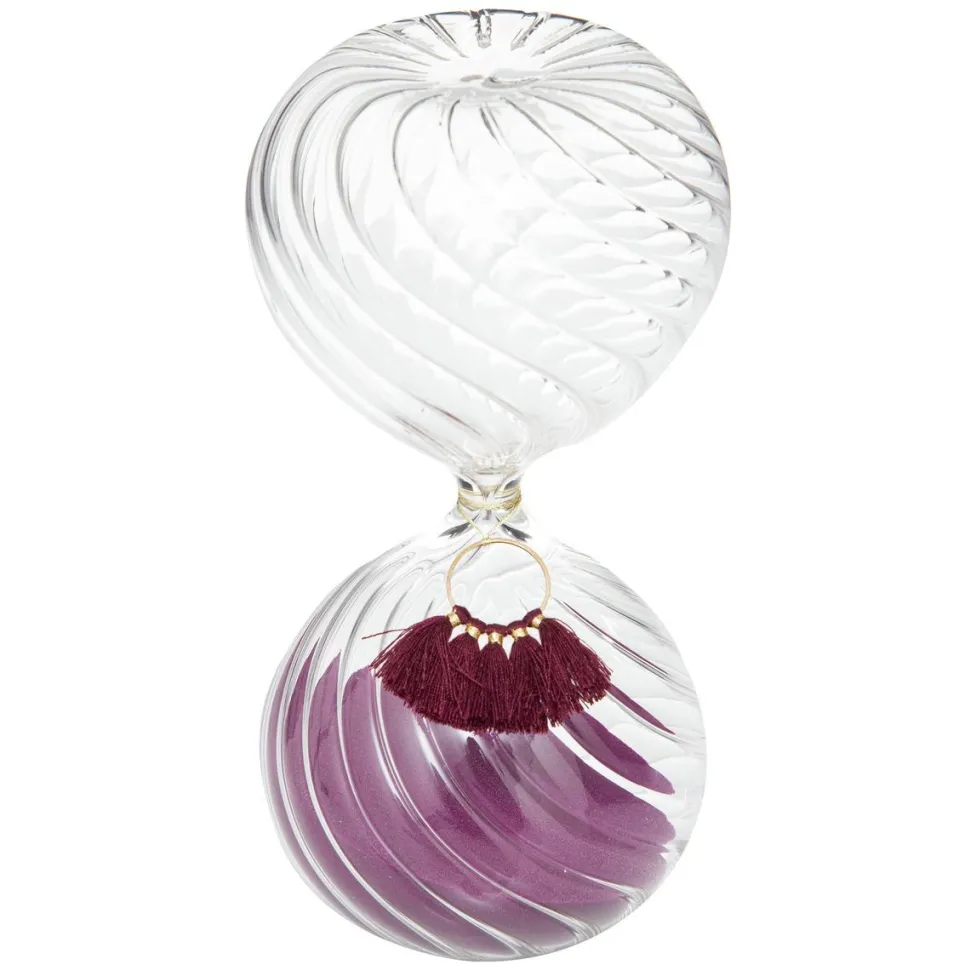 maxibazar Sablier Pompon Night H.18.5Cm