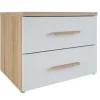 Selena Chevet 2 Tiroirs Chene Brosse Blanc Perl