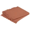 maxibazar Serviette Coton Frange Maha Terracotta 40X40Cm X2 Pieces