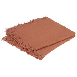maxibazar Serviette Coton Frange Maha Terracotta 40X40Cm X2 Pieces