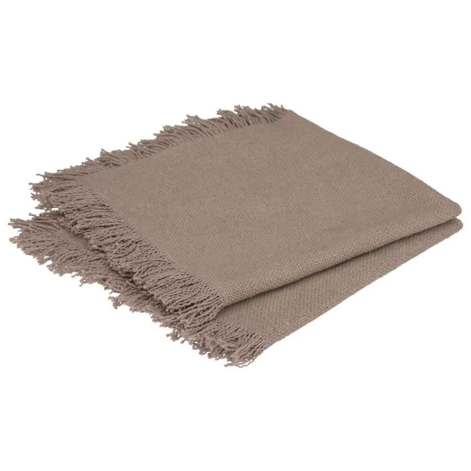 maxibazar Serviette Coton Frange Maha Gris 40X40Cm X2 Pieces