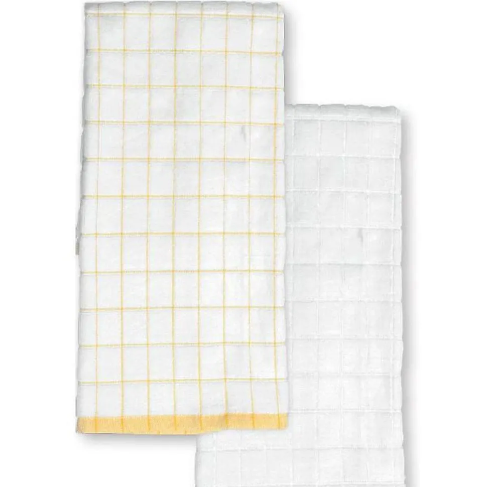 maxibazar Set 2 Essuie Mains Tess 40X60Cm Polyester Polyam Blanc Jaune