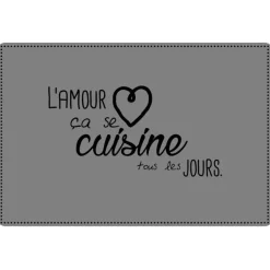 maxibazar Set De Table 28.5X43.5 Cm Pvc Imprime Cuisine Amour Gris