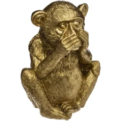 maxibazar Singe Sagesse Resine Or Bouche H.17Cm