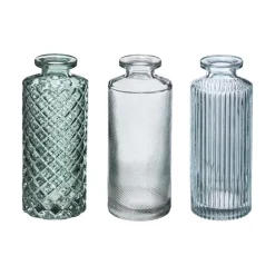 maxibazar Soliflore Verre Strie Vert X3 Pieces