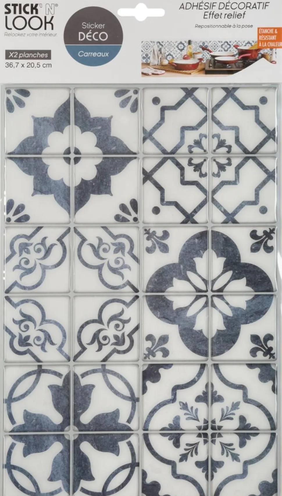 Atmosphera Sticker Carreaux Ciment Bleu X2 Pieces