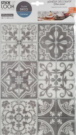 Atmosphera Sticker Carreaux Ciment Gris X2 Pieces