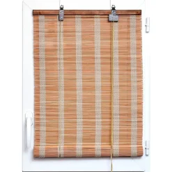 maxibazar Store Enrouleur Baguettes Bambou 150X180Cm Naturel Blanc