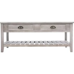 Table Basse Bois Campagne 2 Tiroirs