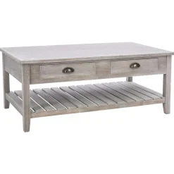 Table Basse Bois Campagne 2 Tiroirs