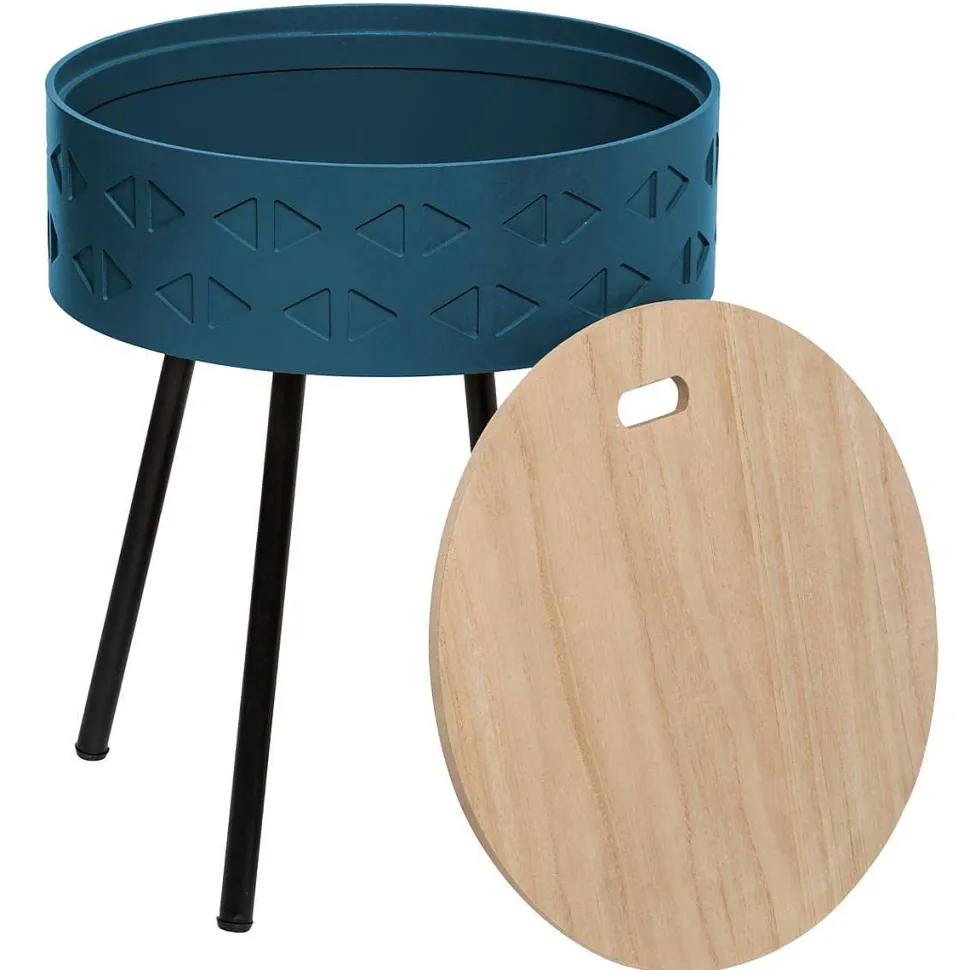 Table Cafe Coffre Shiro Bleu