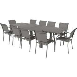 Table Piazza Extensible Aluminium Quartz 10 Places