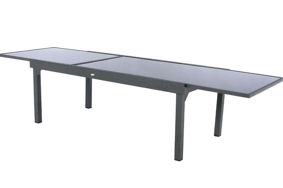 Table Piazza Extensible Verre Graphite 12 Places