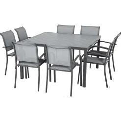 Table Piazza Fixe Carree Aluminium Gris 8 Places