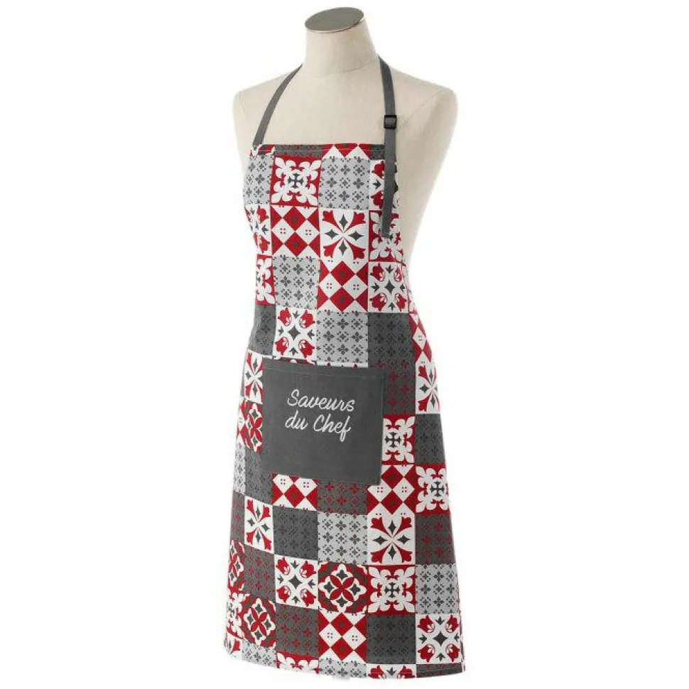 maxibazar Tablier Avec Poche 60X84Cm Imprime Brode Credence