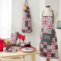 maxibazar Tablier Avec Poche 60X84Cm Imprime Brode Credence