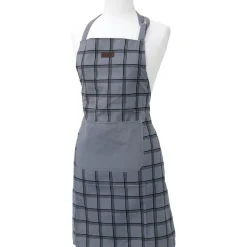 maxibazar Tablier De Cuisine Chef Carreaux 65X80Cm Gris Anthracite