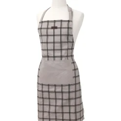 maxibazar Tablier De Cuisine Chef Carreaux 65X80Cm Taupe