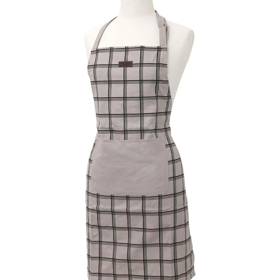 maxibazar Tablier De Cuisine Chef Carreaux 65X80Cm Taupe