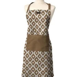 maxibazar Tablier De Cuisine Chef Losange 65X80Cm Coton Taupe