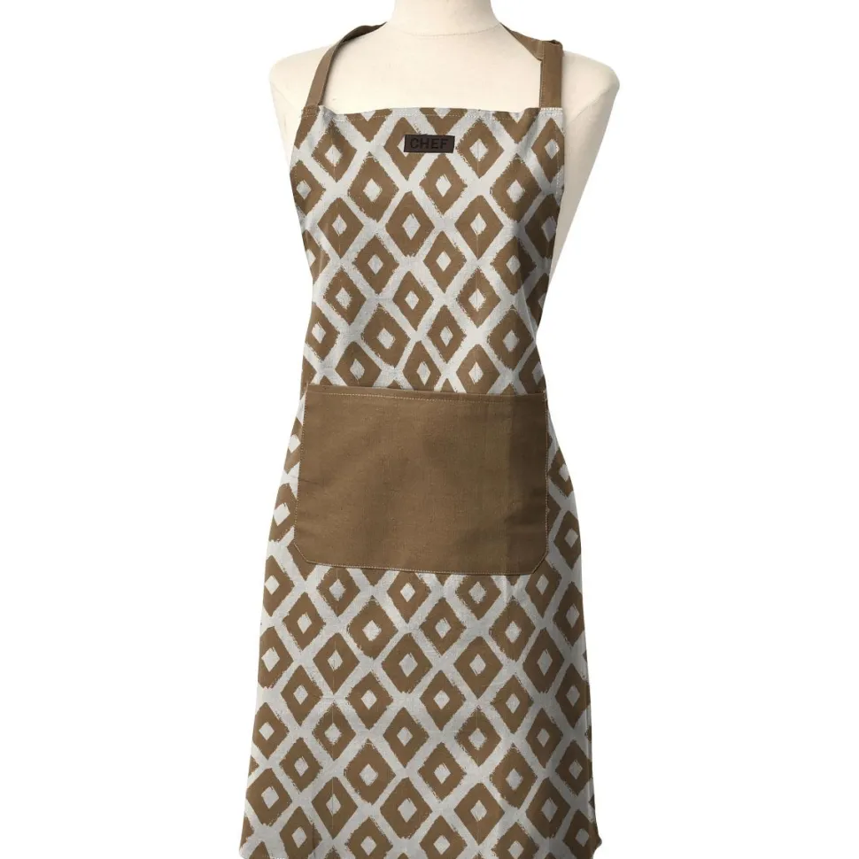maxibazar Tablier De Cuisine Chef Losange 65X80Cm Coton Taupe